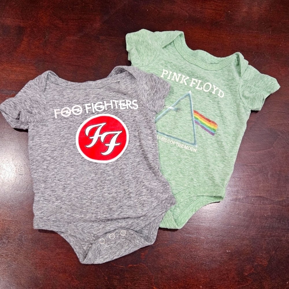 Infant Rock Band Music Pink Floyd & Foo Fighters Onesie Bundle
